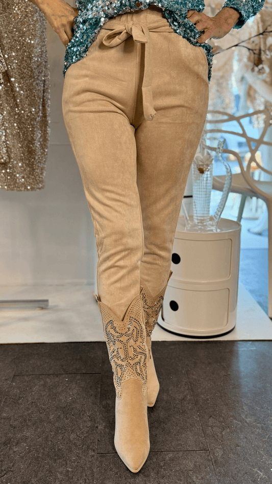 Staun Suede bukser i beige - Staun Denmark - Til hverdag og fest